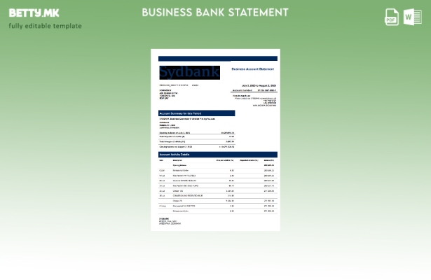 модерен стил Извештај за претпријатие за сметка на Sydbank Шаблон Word и PDF